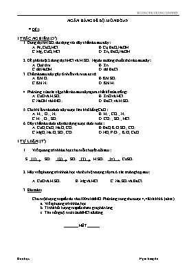 Ngân hàng đề bộ môn Hóa học 9